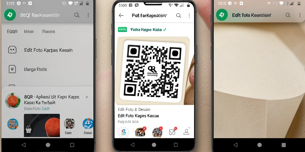 Tampilan antarmuka aplikasi 8QR saat mengedit foto dengan efek kertas kaca.