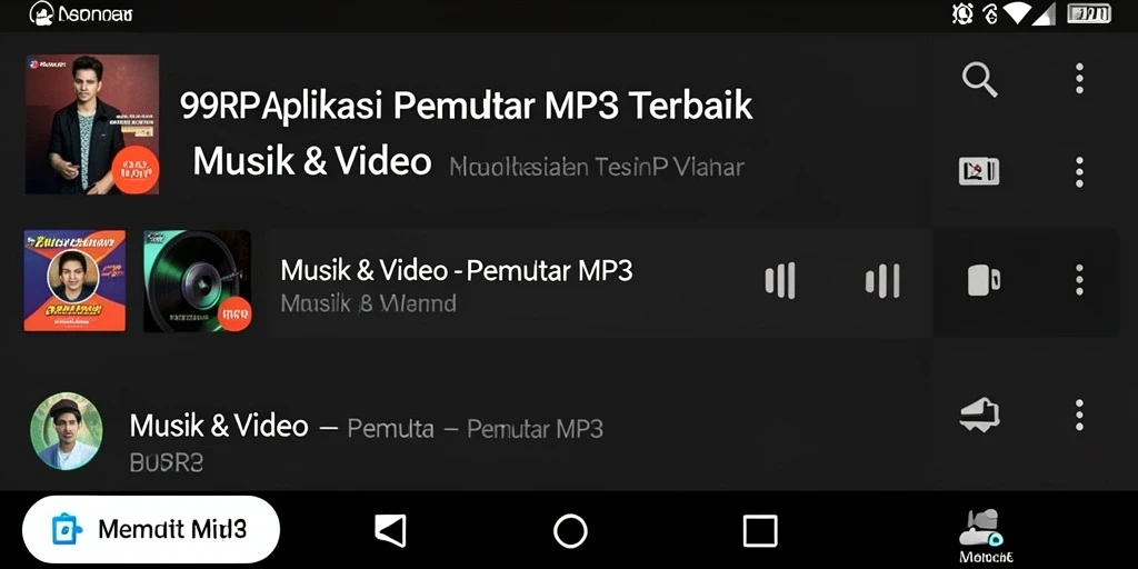 Antarmuka aplikasi Pemutar MP3 99RP yang sederhana dan menarik.