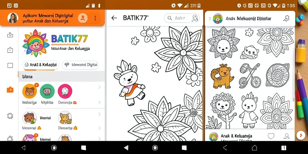 Antarmuka BATIK77 yang menarik untuk mewarnai digital.