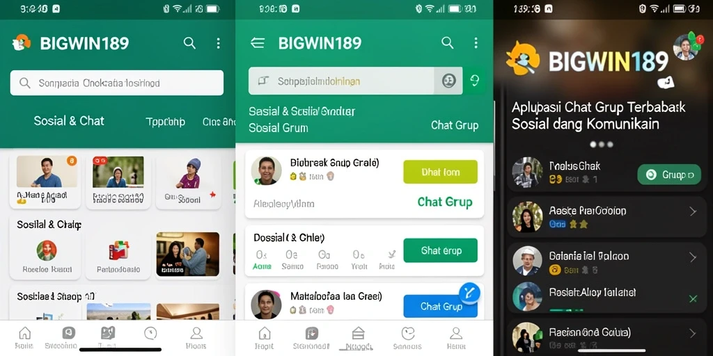 Antarmuka aplikasi BIGWIN189 yang mudah digunakan untuk chat grup.