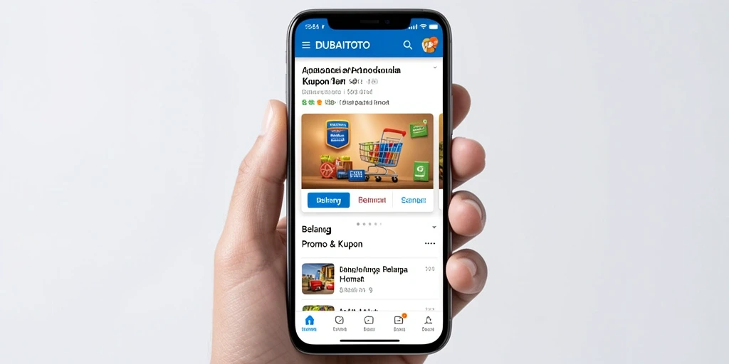Screenshot DUBAITOTO yang menampilkan antarmuka aplikasi promo dan kupon.