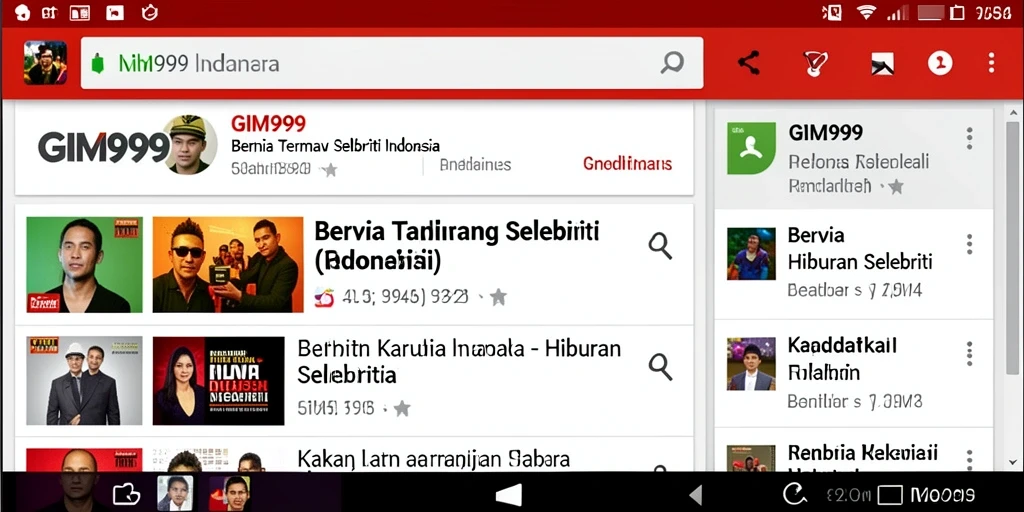 Antarmuka GIM999 menampilkan berita hiburan terbaru dan informasi selebriti.