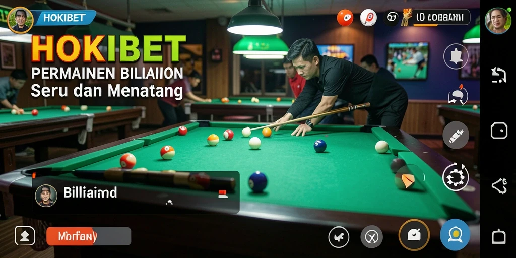Tampilan antarmuka HOKIBET yang menarik dalam permainan billiard.