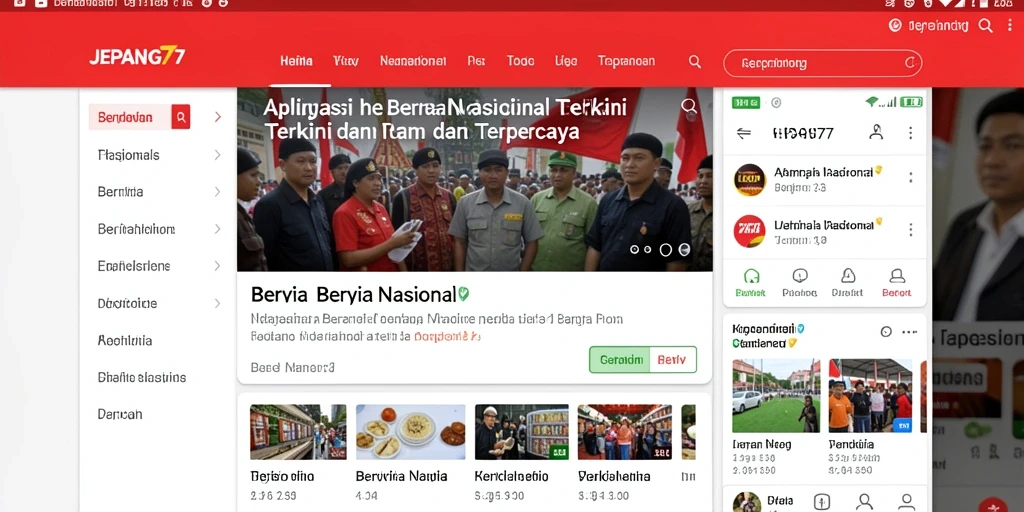 Antarmuka aplikasi JEPANG77 menampilkan berita nasional dengan jelas.