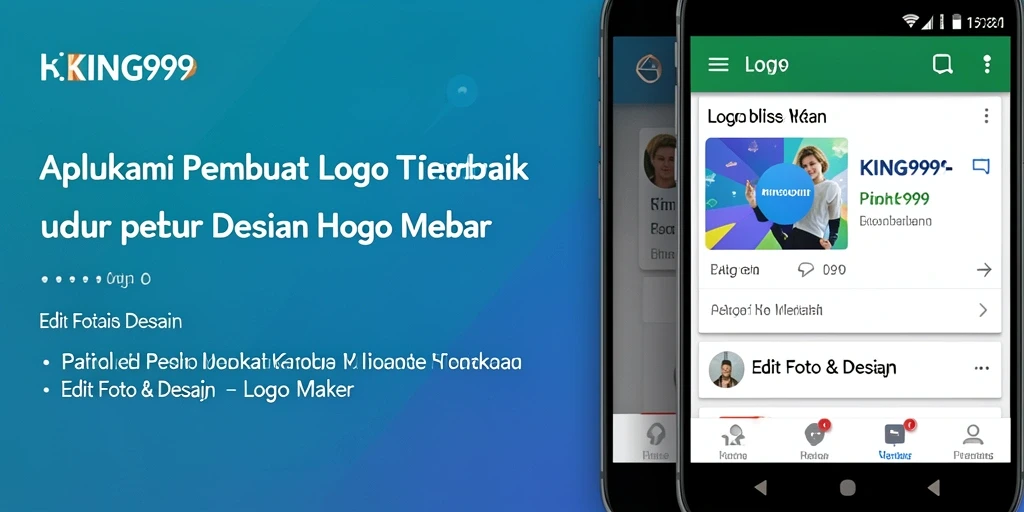 Antarmuka aplikasi KING999 yang intuitif untuk desain logo.