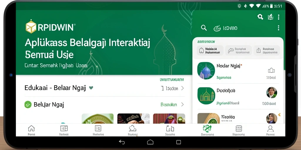 Tampilan antarmuka aplikasi RPIDWIN yang interaktif untuk belajar ngaji.