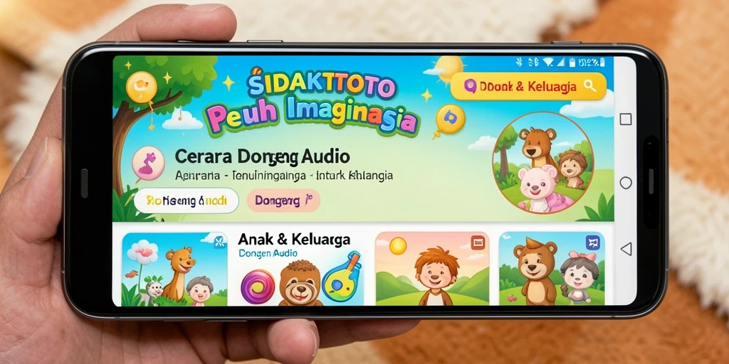 Antarmuka aplikasi SIDAKTOTO yang menarik dengan pilihan cerita dongeng.