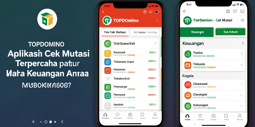Antarmuka aplikasi TOPDOMINO yang menampilkan mutasi transaksi keuangan.