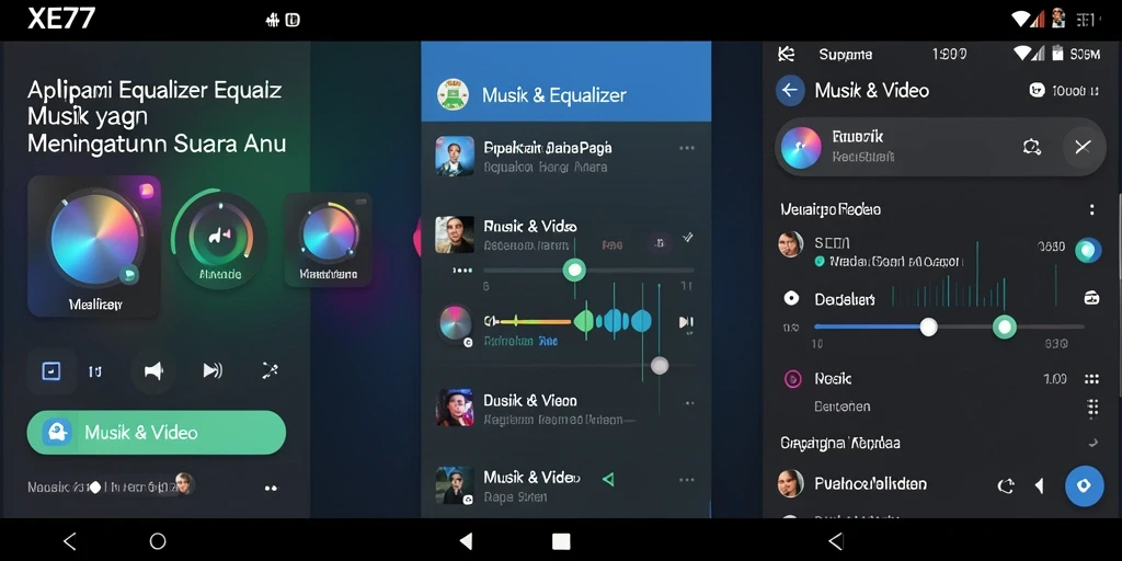 Tampilan antarmuka aplikasi XE77 dengan kontrol Equalizer yang mudah digunakan.