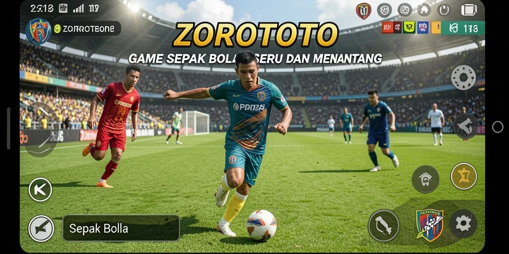 Antarmuka permainan Sepak Bola ZOROTOTO yang menarik dan dinamis.